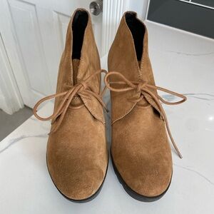 Donald J. Pliner Maka Brown Suede Wedge Ankle Boots 9.5